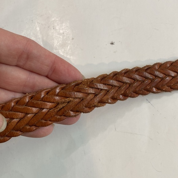 Banana Republic Braided Leather Belt, Brown Cognac, Brass Buckle size large - Picture 10 of 13